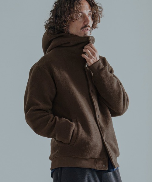 Magine(マージン)の「mj11744-Sliver Knit Snap Hooded Parka パーカー(MGN-263-018)(その他アウター・メンズ・ブラック/ブラウン/ワイン・44/46/48)」の2枚目の写真