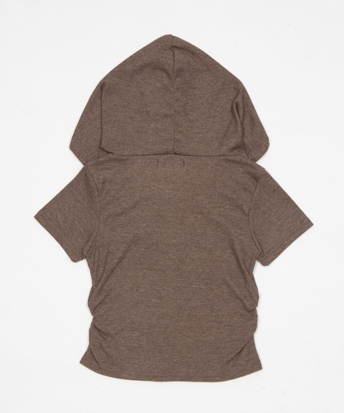 dispark(ディスパーク)の「DISPARK/ボーダードッキングフーディー(Tシャツ/カットソー・レディース・チャコールグレー/ブラウン・FREE)」の3枚目の写真