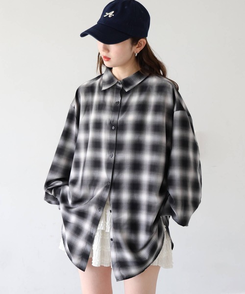 tiptop(ティップトップ)の「シアーチェック2wayシャツ(シャツ/ブラウス・レディース・ベージュ/ブラウン/ブラック・FREE)」の13枚目の写真
