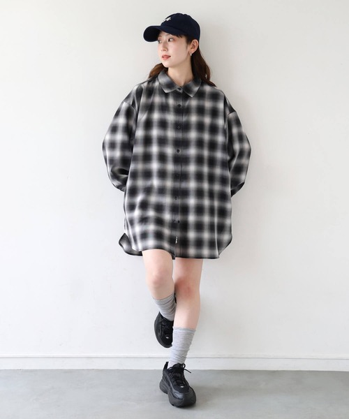 tiptop(ティップトップ)の「シアーチェック2wayシャツ(シャツ/ブラウス・レディース・ベージュ/ブラウン/ブラック・FREE)」の15枚目の写真