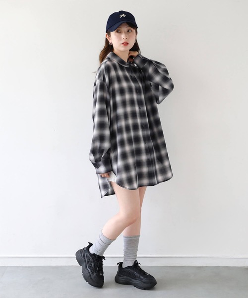 tiptop(ティップトップ)の「シアーチェック2wayシャツ(シャツ/ブラウス・レディース・ベージュ/ブラウン/ブラック・FREE)」の16枚目の写真