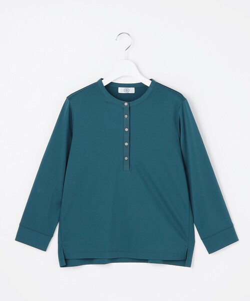 J.PRESS Ladies(J.プレス レディス)の「ドライポンチ ヘンリーネック カットソー(Tシャツ/カットソー・レディース・ピーコックグリーン系/ライトグレー系・SMALL)」の12枚目の写真