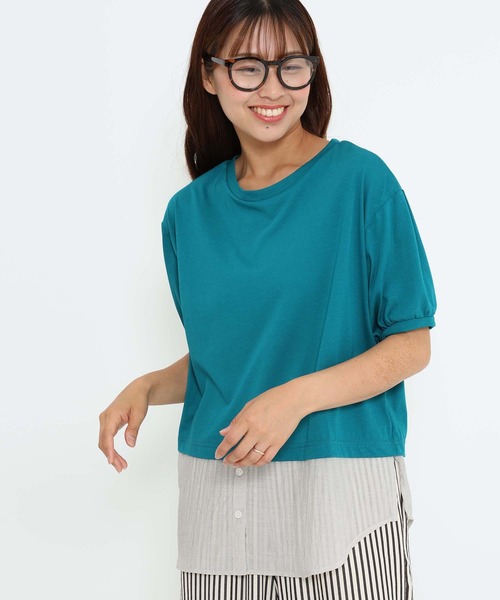 HEART MARKET（ハートマーケット）の「異素材レイヤードプルオーバー（Tシャツ/カットソー・レディース・ブルー系/ベージュ系/ブラック/ホワイト・FREE）」の4枚目の写真