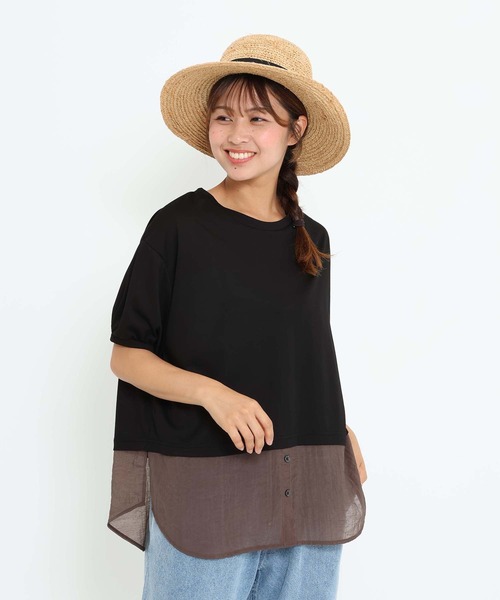 HEART MARKET（ハートマーケット）の「異素材レイヤードプルオーバー（Tシャツ/カットソー・レディース・ブルー系/ベージュ系/ブラック/ホワイト・FREE）」の2枚目の写真
