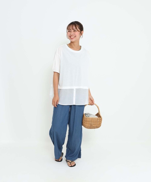 HEART MARKET（ハートマーケット）の「異素材レイヤードプルオーバー（Tシャツ/カットソー・レディース・ブルー系/ベージュ系/ブラック/ホワイト・FREE）」の13枚目の写真