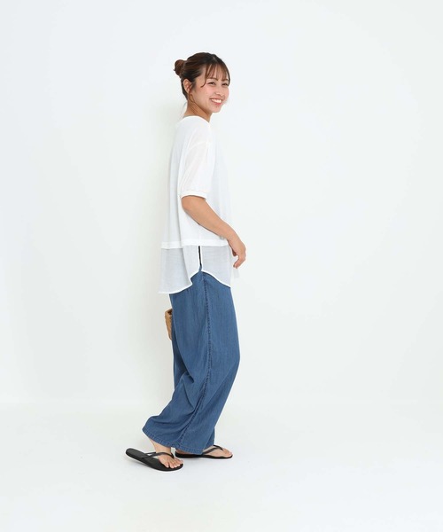 HEART MARKET（ハートマーケット）の「異素材レイヤードプルオーバー（Tシャツ/カットソー・レディース・ブルー系/ベージュ系/ブラック/ホワイト・FREE）」の14枚目の写真