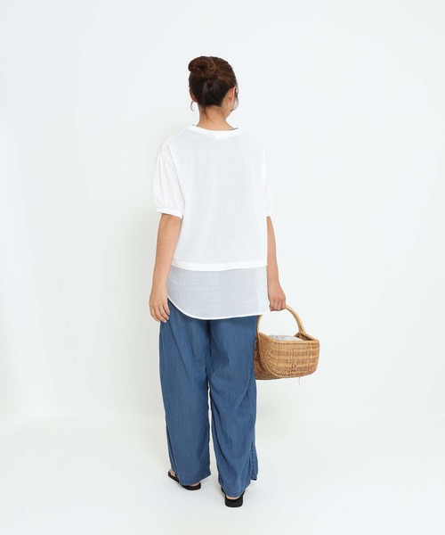 HEART MARKET（ハートマーケット）の「異素材レイヤードプルオーバー（Tシャツ/カットソー・レディース・ブルー系/ベージュ系/ブラック/ホワイト・FREE）」の15枚目の写真