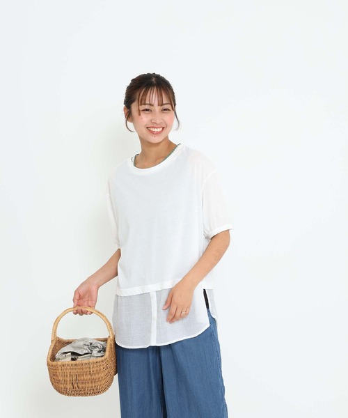 HEART MARKET（ハートマーケット）の「異素材レイヤードプルオーバー（Tシャツ/カットソー・レディース・ブルー系/ベージュ系/ブラック/ホワイト・FREE）」の16枚目の写真
