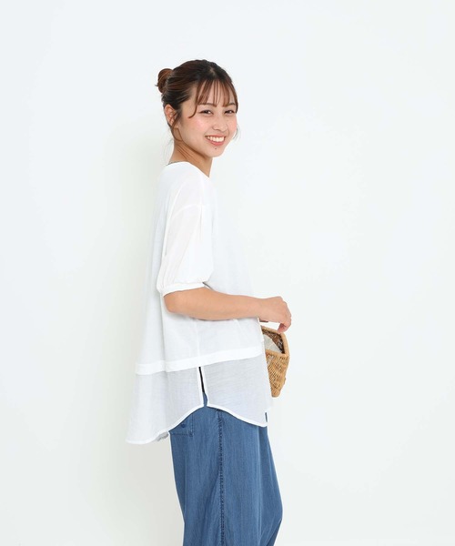 HEART MARKET（ハートマーケット）の「異素材レイヤードプルオーバー（Tシャツ/カットソー・レディース・ブルー系/ベージュ系/ブラック/ホワイト・FREE）」の7枚目の写真