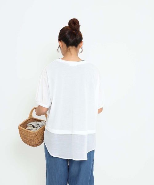 HEART MARKET（ハートマーケット）の「異素材レイヤードプルオーバー（Tシャツ/カットソー・レディース・ブルー系/ベージュ系/ブラック/ホワイト・FREE）」の8枚目の写真