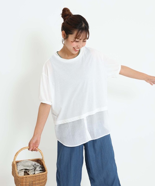 HEART MARKET（ハートマーケット）の「異素材レイヤードプルオーバー（Tシャツ/カットソー・レディース・ブルー系/ベージュ系/ブラック/ホワイト・FREE）」の10枚目の写真