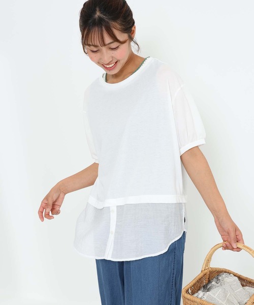 HEART MARKET（ハートマーケット）の「異素材レイヤードプルオーバー（Tシャツ/カットソー・レディース・ブルー系/ベージュ系/ブラック/ホワイト・FREE）」の11枚目の写真