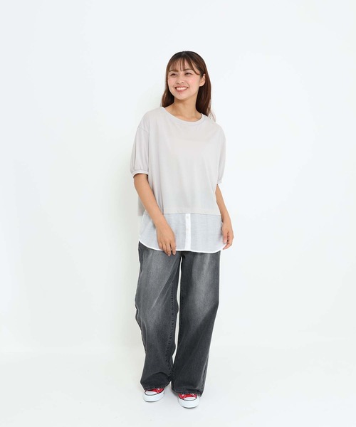 HEART MARKET（ハートマーケット）の「異素材レイヤードプルオーバー（Tシャツ/カットソー・レディース・ブルー系/ベージュ系/ブラック/ホワイト・FREE）」の12枚目の写真