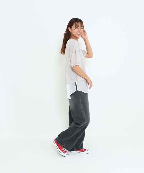 HEART MARKET（ハートマーケット）の「異素材レイヤードプルオーバー（Tシャツ/カットソー・レディース・ブルー系/ベージュ系/ブラック/ホワイト・FREE）」の5枚目の写真
