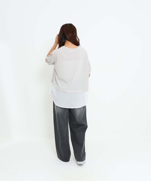 HEART MARKET（ハートマーケット）の「異素材レイヤードプルオーバー（Tシャツ/カットソー・レディース・ブルー系/ベージュ系/ブラック/ホワイト・FREE）」の6枚目の写真