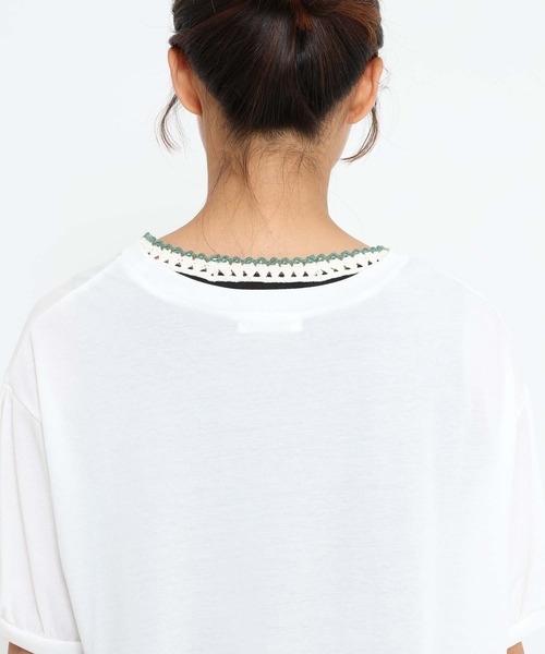 HEART MARKET（ハートマーケット）の「異素材レイヤードプルオーバー（Tシャツ/カットソー・レディース・ブルー系/ベージュ系/ブラック/ホワイト・FREE）」の22枚目の写真