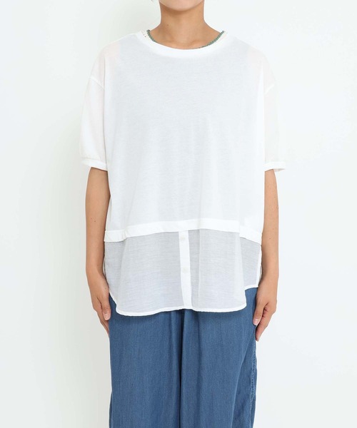 HEART MARKET（ハートマーケット）の「異素材レイヤードプルオーバー（Tシャツ/カットソー・レディース・ブルー系/ベージュ系/ブラック/ホワイト・FREE）」の18枚目の写真