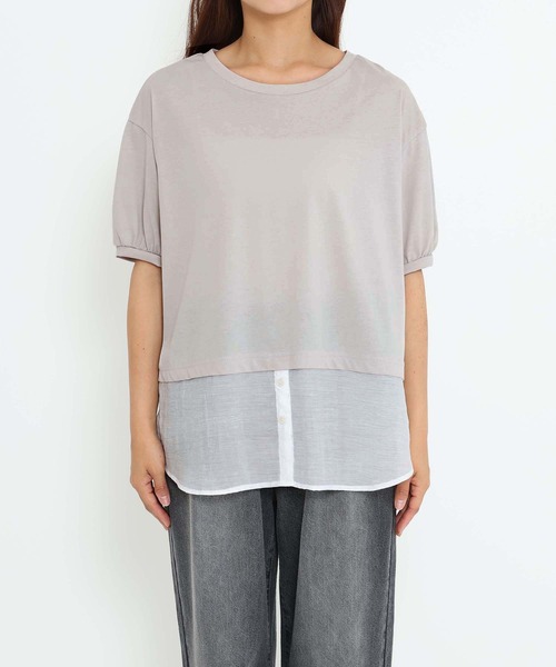 HEART MARKET（ハートマーケット）の「異素材レイヤードプルオーバー（Tシャツ/カットソー・レディース・ブルー系/ベージュ系/ブラック/ホワイト・FREE）」の19枚目の写真