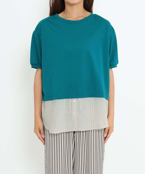 HEART MARKET（ハートマーケット）の「異素材レイヤードプルオーバー（Tシャツ/カットソー・レディース・ブルー系/ベージュ系/ブラック/ホワイト・FREE）」の20枚目の写真