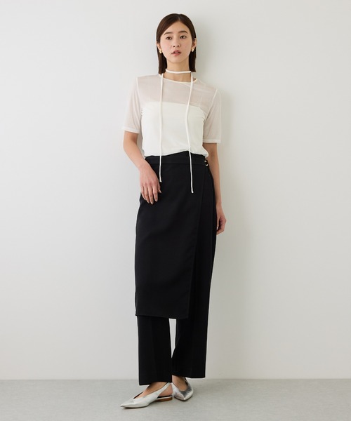 ROPE'（ロペ）の「キュプラサテンレイヤードラップスカート付きパンツ/イージーケア（その他パンツ・レディース・ブラウン/ブラック・38/36）」の7枚目の写真