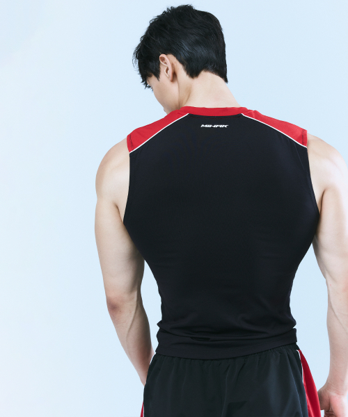 MIHAK（ミハク）の「カラー ブロック パワーフィット プロ スリーブレス (ブラック)（Tシャツ/カットソー・メンズ・その他・1/2/3）」の3枚目の写真