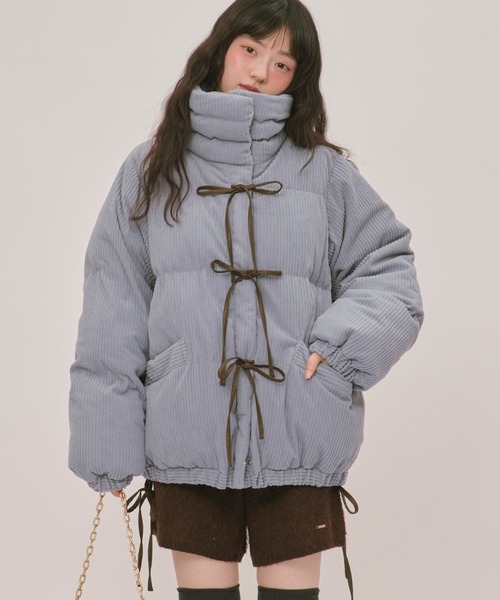 loin nuit(ロワンニュイ)の「ribbon padding blouson / リボンパディングブルゾン(ブルゾン・レディース・ブルー/ブラウン/ライトベージュ/アイボリー・FREE)」の8枚目の写真