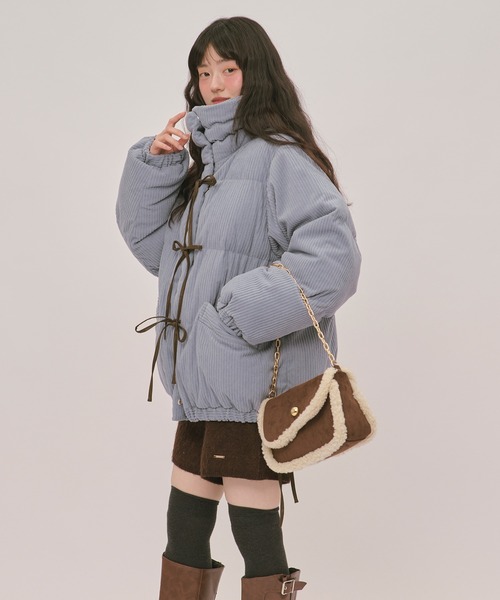 loin nuit(ロワンニュイ)の「ribbon padding blouson / リボンパディングブルゾン(ブルゾン・レディース・ブルー/ブラウン/ライトベージュ/アイボリー・FREE)」の14枚目の写真