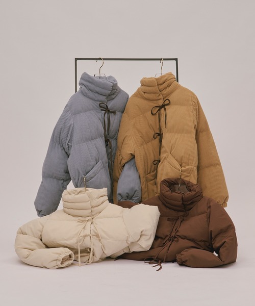 loin nuit(ロワンニュイ)の「ribbon padding blouson / リボンパディングブルゾン(ブルゾン・レディース・ブルー/ブラウン/ライトベージュ/アイボリー・FREE)」の5枚目の写真