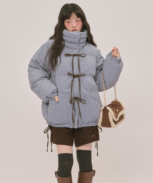 loin nuit(ロワンニュイ)の「ribbon padding blouson / リボンパディングブルゾン(ブルゾン・レディース・ブルー/ブラウン/ライトベージュ/アイボリー・FREE)」の10枚目の写真