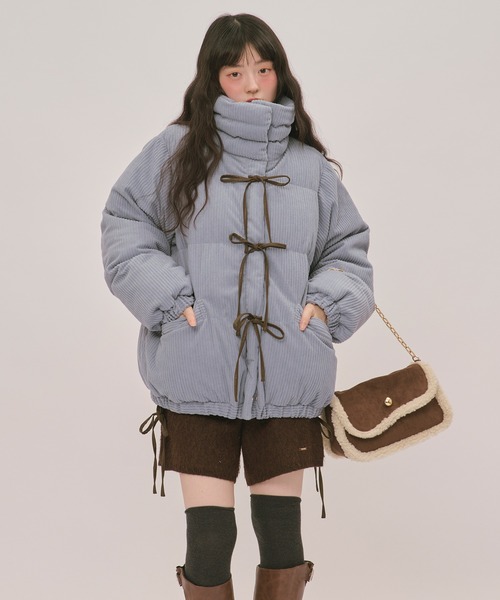loin nuit(ロワンニュイ)の「ribbon padding blouson / リボンパディングブルゾン(ブルゾン・レディース・ブルー/ブラウン/ライトベージュ/アイボリー・FREE)」の11枚目の写真