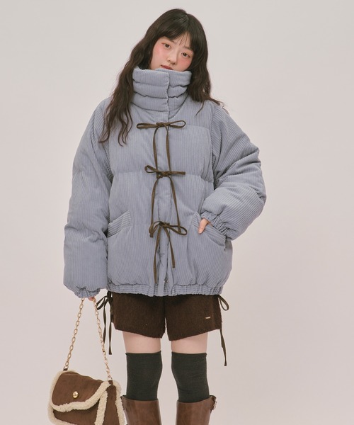 loin nuit(ロワンニュイ)の「ribbon padding blouson / リボンパディングブルゾン(ブルゾン・レディース・ブルー/ブラウン/ライトベージュ/アイボリー・FREE)」の9枚目の写真