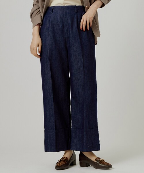 grove(グローブ)の「ダブルヘムワイドデニムパンツ(デニムパンツ・レディース・ネイビー/ブラック・01/02/03/04/05)」の2枚目の写真