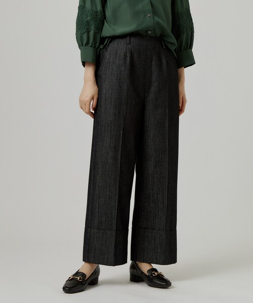 grove(グローブ)の「ダブルヘムワイドデニムパンツ(デニムパンツ・レディース・ネイビー/ブラック・01/02/03/04/05)」の3枚目の写真