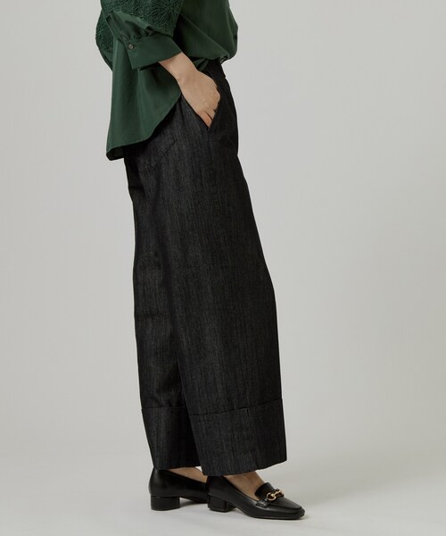 grove(グローブ)の「ダブルヘムワイドデニムパンツ(デニムパンツ・レディース・ネイビー/ブラック・01/02/03/04/05)」の4枚目の写真