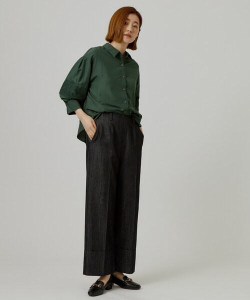 grove(グローブ)の「ダブルヘムワイドデニムパンツ(デニムパンツ・レディース・ネイビー/ブラック・01/02/03/04/05)」の5枚目の写真