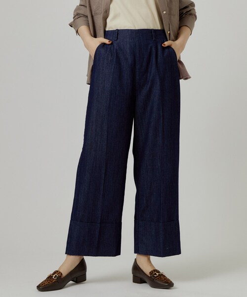 grove(グローブ)の「ダブルヘムワイドデニムパンツ(デニムパンツ・レディース・ネイビー/ブラック・01/02/03/04/05)」の7枚目の写真