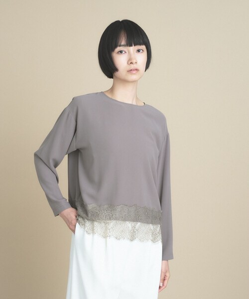 cloenc(クロエンス)の「【手洗い可】レースドッキングブラウス 万能インナー(シャツ/ブラウス・レディース・ブラウン系/オフホワイト・02/00)」の7枚目の写真