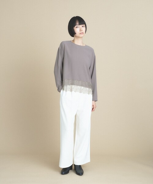 cloenc(クロエンス)の「【手洗い可】レースドッキングブラウス 万能インナー(シャツ/ブラウス・レディース・ブラウン系/オフホワイト・02/00)」の8枚目の写真