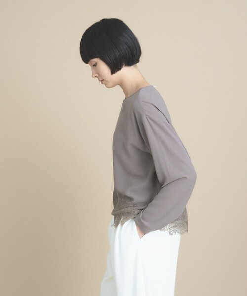 cloenc(クロエンス)の「【手洗い可】レースドッキングブラウス 万能インナー(シャツ/ブラウス・レディース・ブラウン系/オフホワイト・02/00)」の10枚目の写真