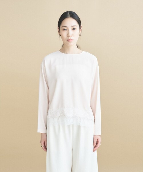 cloenc(クロエンス)の「【手洗い可】レースドッキングブラウス 万能インナー(シャツ/ブラウス・レディース・ブラウン系/オフホワイト・02/00)」の13枚目の写真