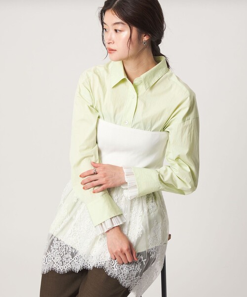 green label relaxing(グリーンレーベルリラクシング)の「<GLR_MINE>プリーツスリーブ シェイプ シャツ(シャツ/ブラウス・レディース・ライム/ホワイト/マスタード・FREE)」の6枚目の写真