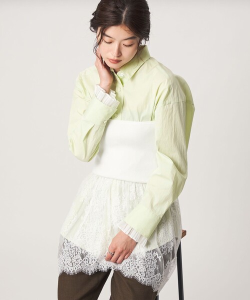 green label relaxing(グリーンレーベルリラクシング)の「<GLR_MINE>プリーツスリーブ シェイプ シャツ(シャツ/ブラウス・レディース・ライム/ホワイト/マスタード・FREE)」の7枚目の写真