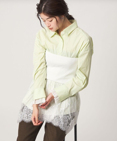 green label relaxing(グリーンレーベルリラクシング)の「<GLR_MINE>プリーツスリーブ シェイプ シャツ(シャツ/ブラウス・レディース・ライム/ホワイト/マスタード・FREE)」の8枚目の写真