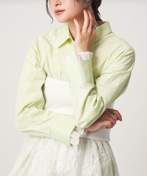 green label relaxing(グリーンレーベルリラクシング)の「<GLR_MINE>プリーツスリーブ シェイプ シャツ(シャツ/ブラウス・レディース・ライム/ホワイト/マスタード・FREE)」の9枚目の写真