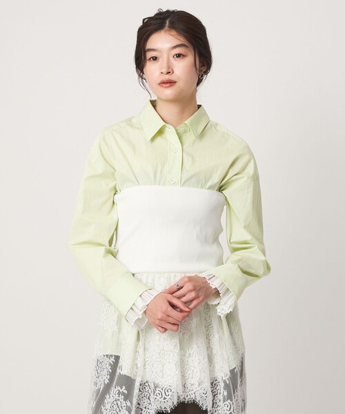 green label relaxing(グリーンレーベルリラクシング)の「<GLR_MINE>プリーツスリーブ シェイプ シャツ(シャツ/ブラウス・レディース・ライム/ホワイト/マスタード・FREE)」の10枚目の写真