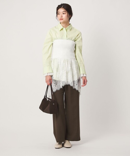 green label relaxing(グリーンレーベルリラクシング)の「<GLR_MINE>プリーツスリーブ シェイプ シャツ(シャツ/ブラウス・レディース・ライム/ホワイト/マスタード・FREE)」の12枚目の写真