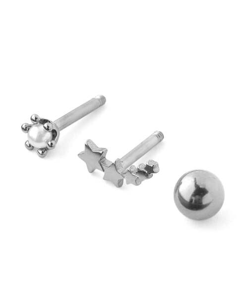 ANEMONE（アネモネ）の「【ステンレス】パール×スターナンコツピアス[2個セット]（ピアス（両耳用）・レディース・シルバー・FREE）」の2枚目の写真