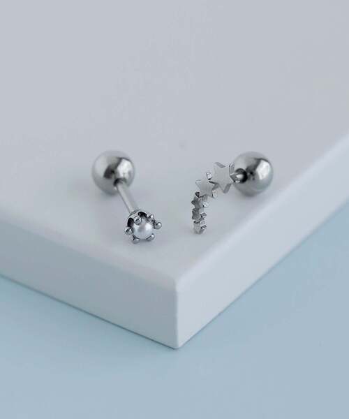 ANEMONE（アネモネ）の「【ステンレス】パール×スターナンコツピアス[2個セット]（ピアス（両耳用）・レディース・シルバー・FREE）」の8枚目の写真