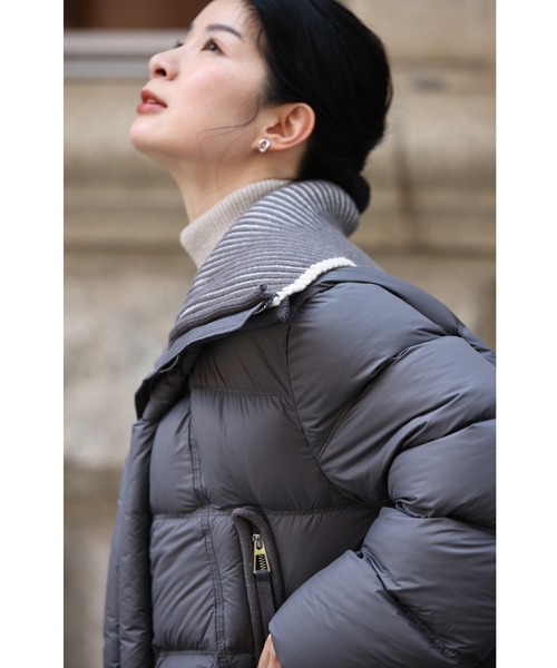 cawaii（カワイイ）の「小顔みえ 大きな襟の2wayショートダウン（ダウンジャケット/コート・レディース・グレー/ブラック・LXL/SM）」の8枚目の写真