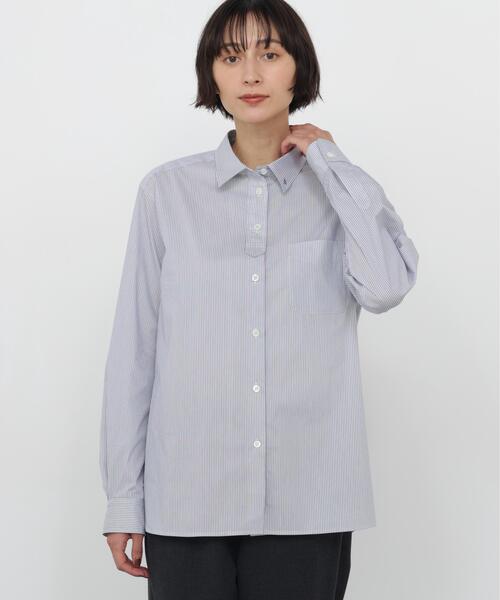 human woman(ヒューマンウーマン)の「◆【ウォッシャブル / 4カラー展開 / Good Price】ポプリンシャツ(シャツ/ブラウス・レディース・ボルドー/ホワイト系その他3/チャコールグレー/その他・MEDIUM)」の3枚目の写真